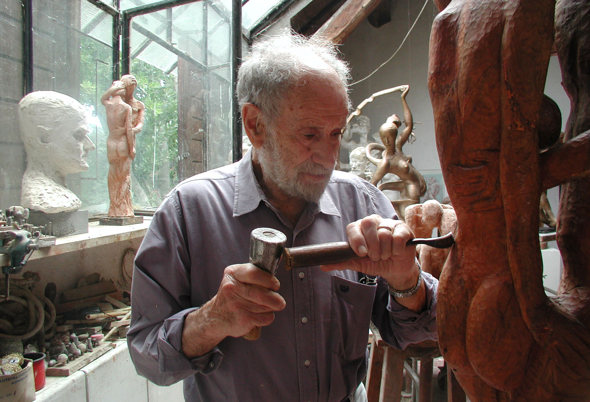 Milton Hebald in his Studio in Bracciano, Italy