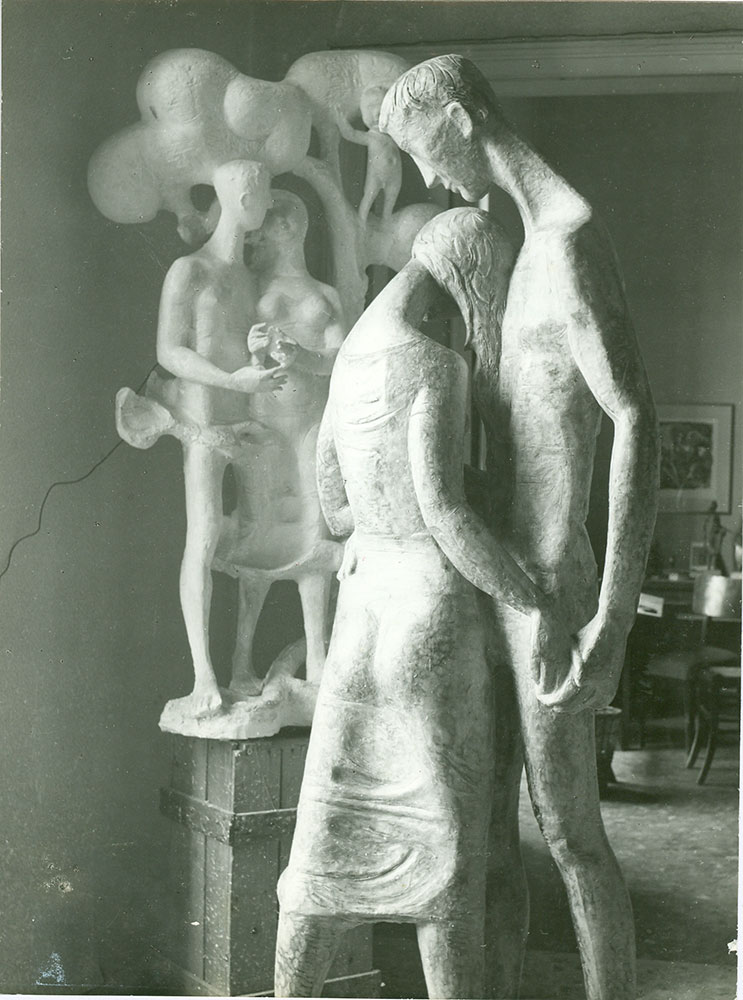 Milton Hebald. Amanti. Wood with Wax for Bronze. 1957-1996